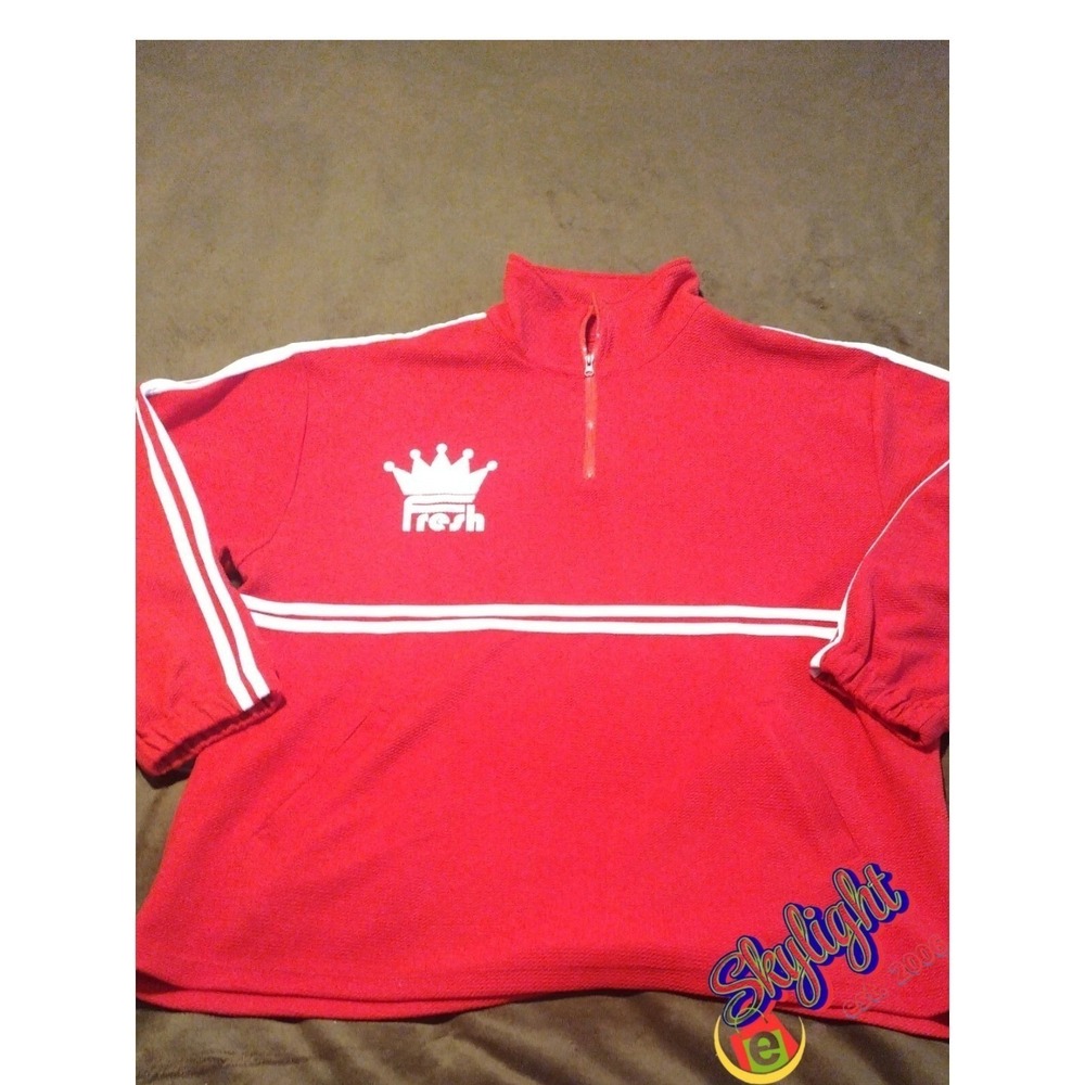 Fresh Men's Red 1/4 Zip‎ Thermal Regular Pullover Jacket Waffle Knit Size 2XL